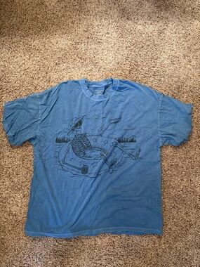 American Eagle Blue Lounging Summer Skeleton Shirt - L/XL